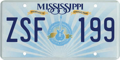 MS license plate ZSF199