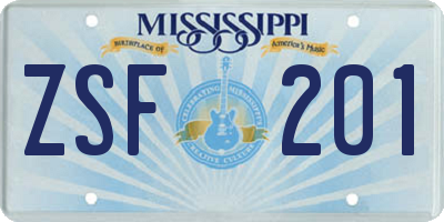 MS license plate ZSF201