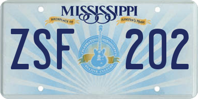 MS license plate ZSF202
