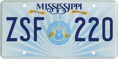 MS license plate ZSF220