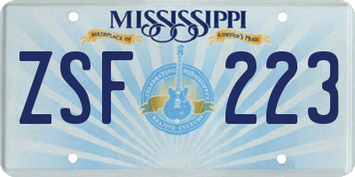 MS license plate ZSF223