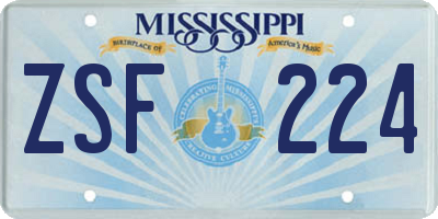 MS license plate ZSF224