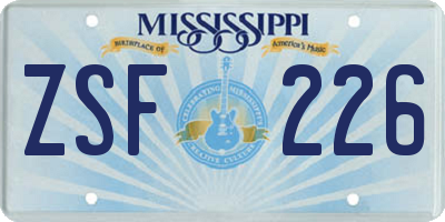 MS license plate ZSF226