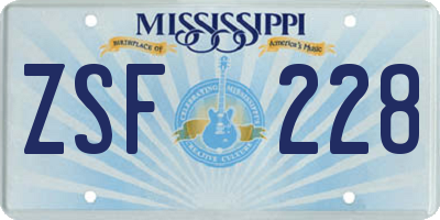 MS license plate ZSF228