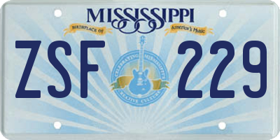 MS license plate ZSF229