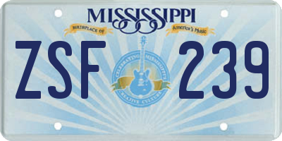 MS license plate ZSF239