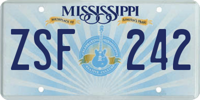 MS license plate ZSF242