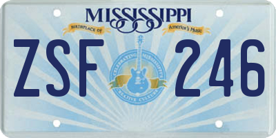 MS license plate ZSF246