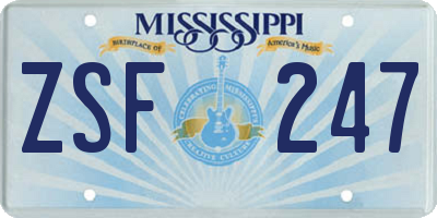 MS license plate ZSF247
