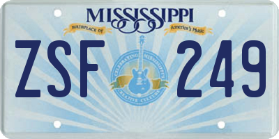 MS license plate ZSF249