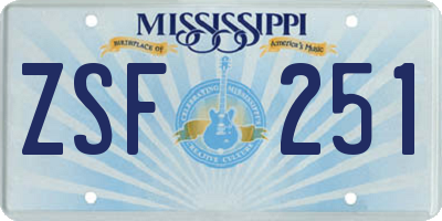 MS license plate ZSF251