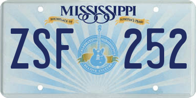 MS license plate ZSF252