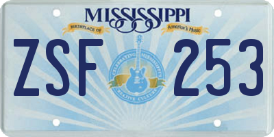 MS license plate ZSF253