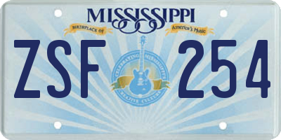 MS license plate ZSF254