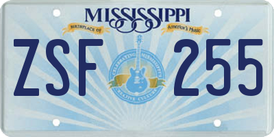 MS license plate ZSF255