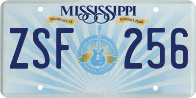 MS license plate ZSF256