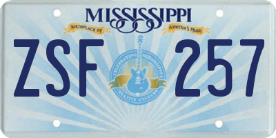 MS license plate ZSF257