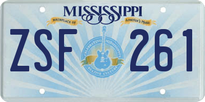 MS license plate ZSF261