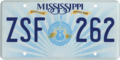 MS license plate ZSF262