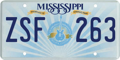 MS license plate ZSF263