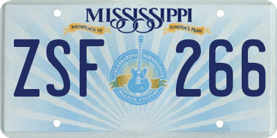 MS license plate ZSF266
