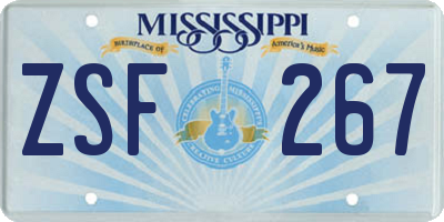 MS license plate ZSF267