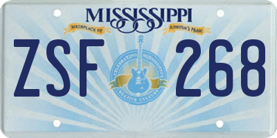 MS license plate ZSF268