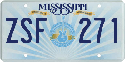 MS license plate ZSF271