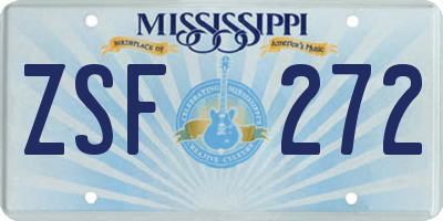 MS license plate ZSF272