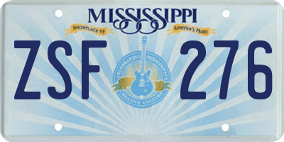 MS license plate ZSF276
