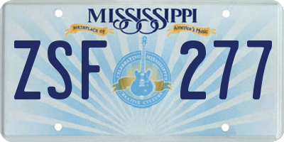 MS license plate ZSF277