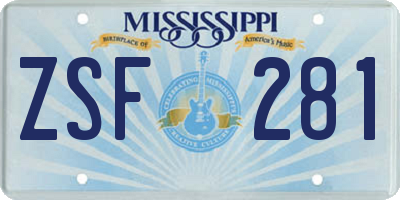 MS license plate ZSF281