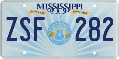 MS license plate ZSF282