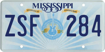 MS license plate ZSF284