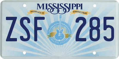 MS license plate ZSF285