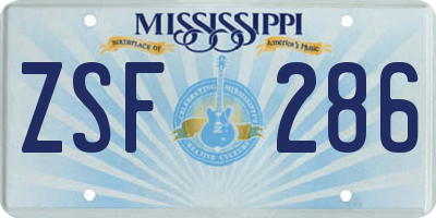 MS license plate ZSF286