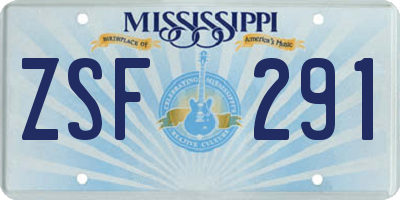 MS license plate ZSF291