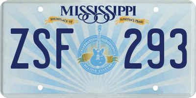 MS license plate ZSF293