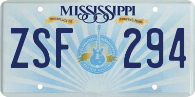 MS license plate ZSF294