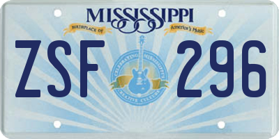 MS license plate ZSF296