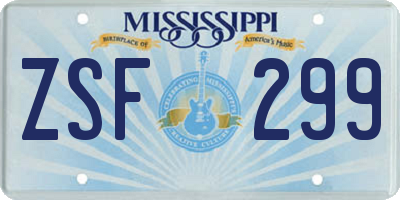 MS license plate ZSF299