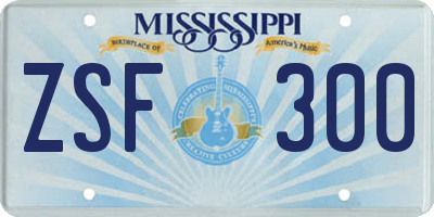 MS license plate ZSF300
