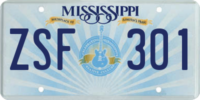MS license plate ZSF301