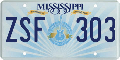 MS license plate ZSF303