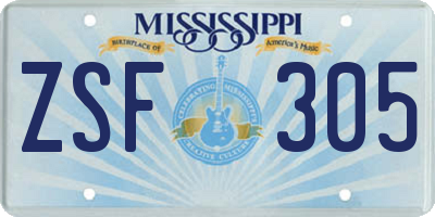 MS license plate ZSF305