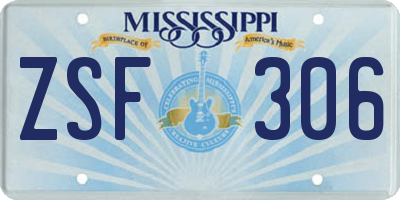 MS license plate ZSF306