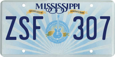 MS license plate ZSF307