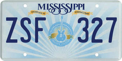 MS license plate ZSF327