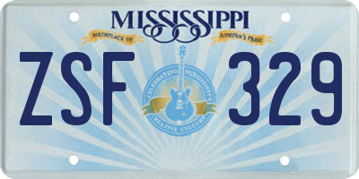 MS license plate ZSF329