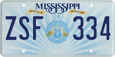 MS license plate ZSF334